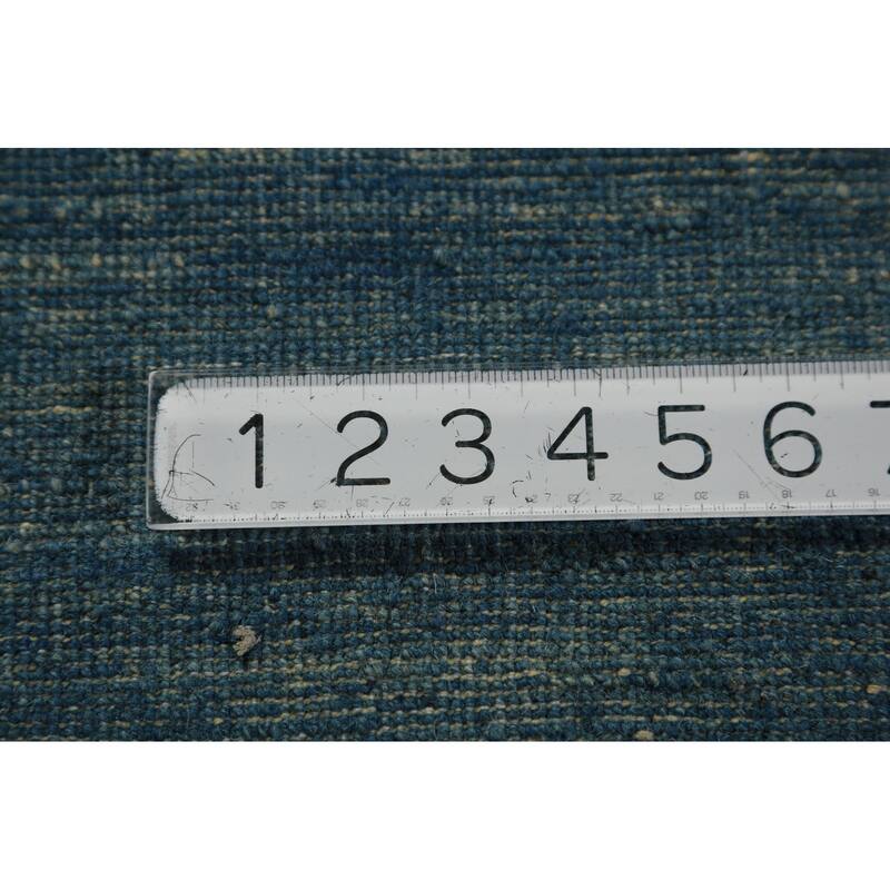 Tribal Modern Blue Gabbeh Area Rug Hand-Knotted Oriental Wool Carpet - 6'7" x 9'8"