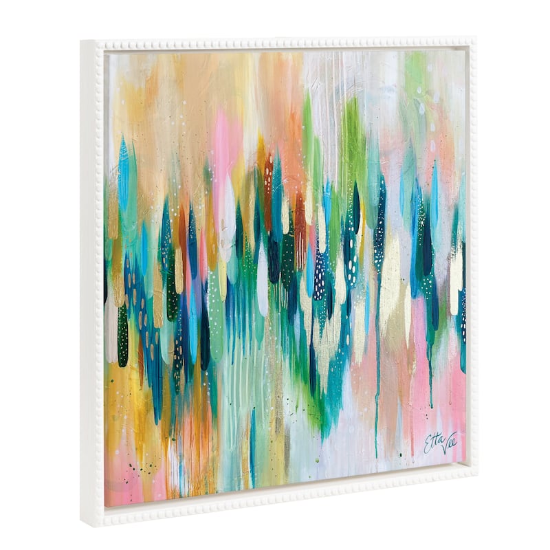 Kate and Laurel Sylvie Beaded EV Brushstroke 155 Canvas by EttaVee - 22x22 - White