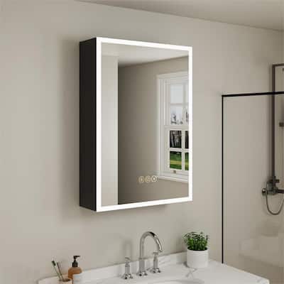 16 in. W x 24 in. H Rectangular Aluminum LED Dimmable Medicine Cabinet with Mirror - 16*24 Left hinge