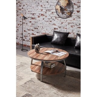 Round Coffee Table with 2-tier of shelf - Bed Bath & Beyond - 36497374