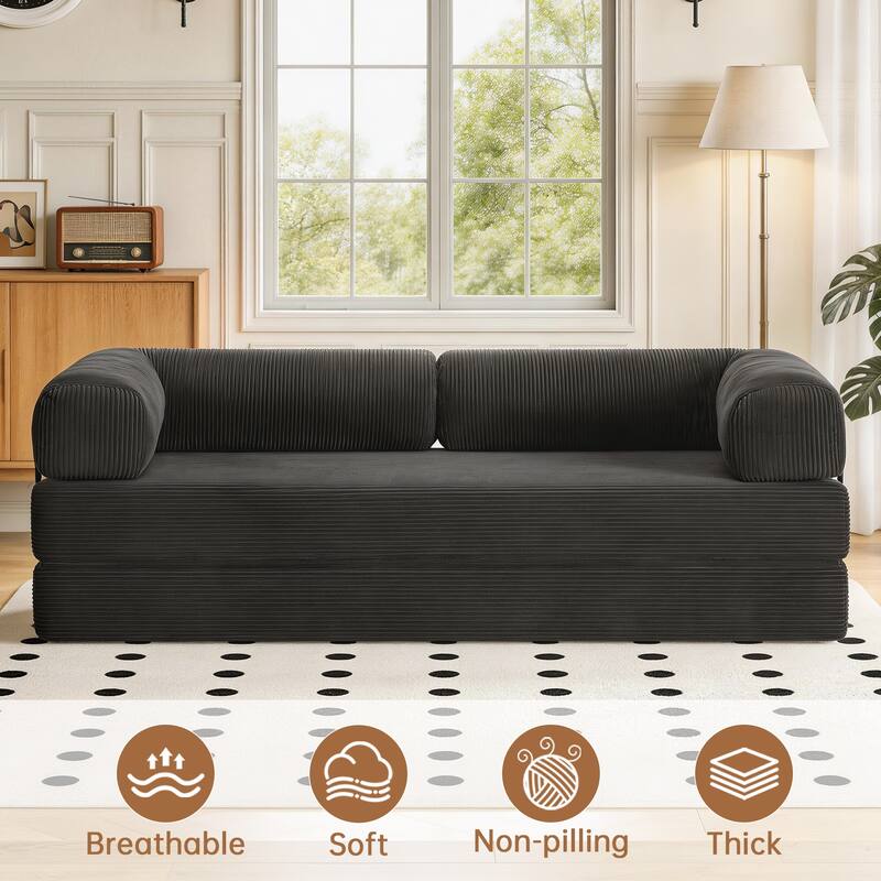 Corduroy Large Couch Convertible Floor Sofa Bed Sleeper