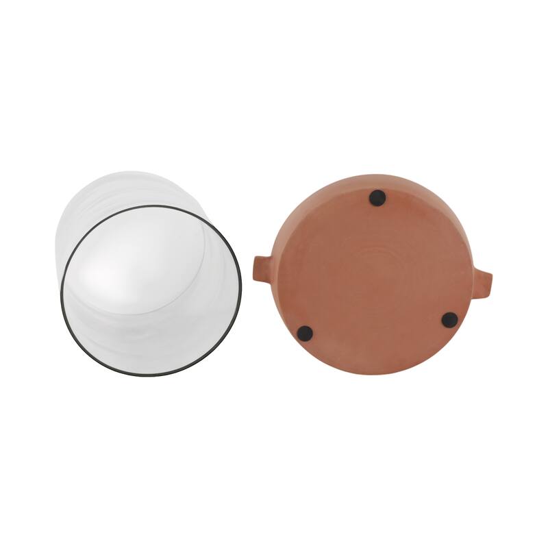 Modern Glass Hurricane Candle Holder with Terracotta Base