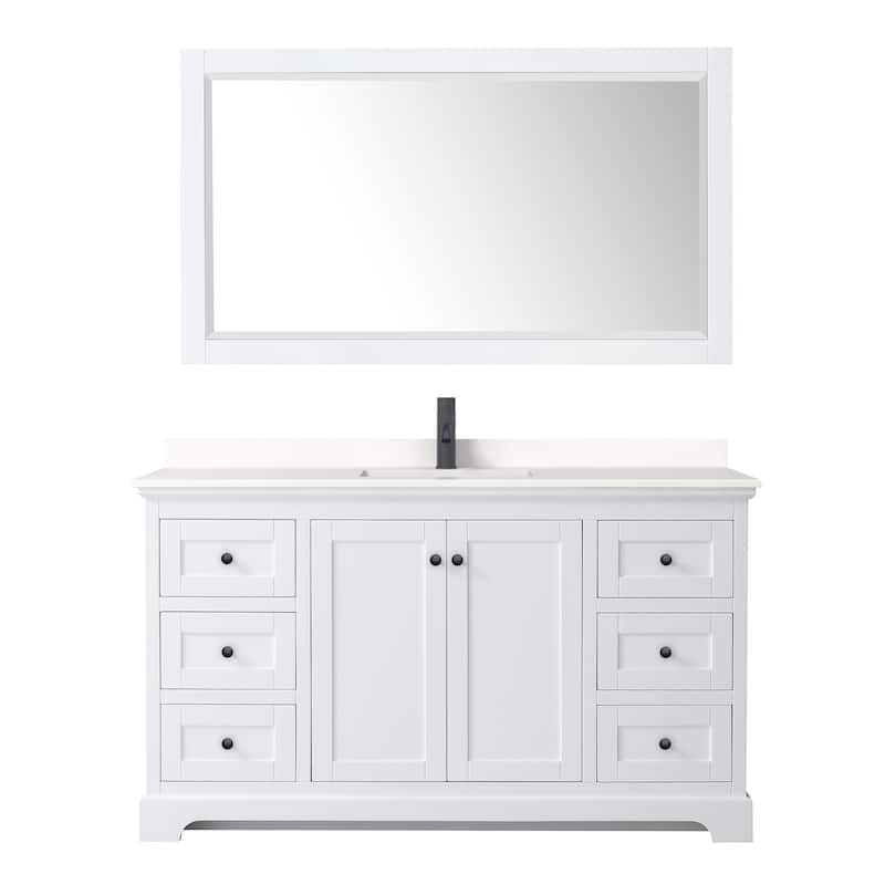 Avery 60-inch Single Vanity, Quartz Top, 58-inch Mirror