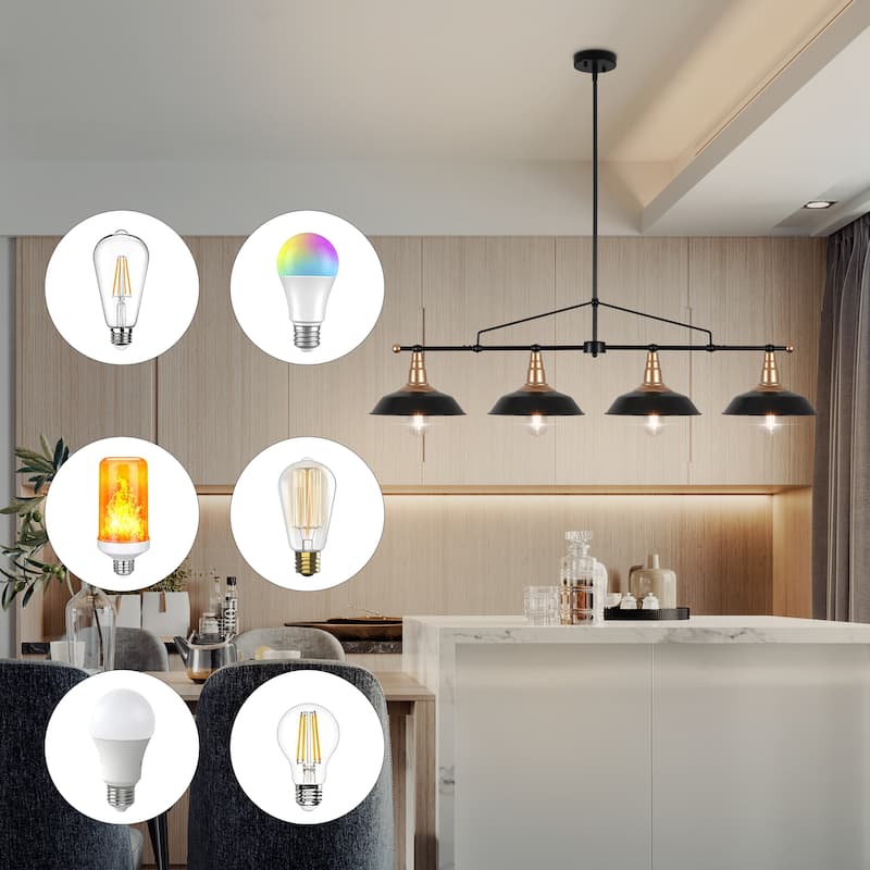 4/5-Light Industrial Linear Bowl-shaped Chandelier Lighting over Kitchen Table