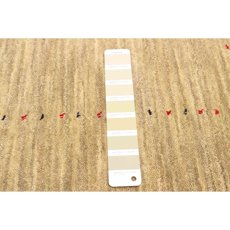 ECARPETGALLERY Hand Loomed Kashkuli Gabbeh Khaki Wool Rug - 4'0 x 5'9