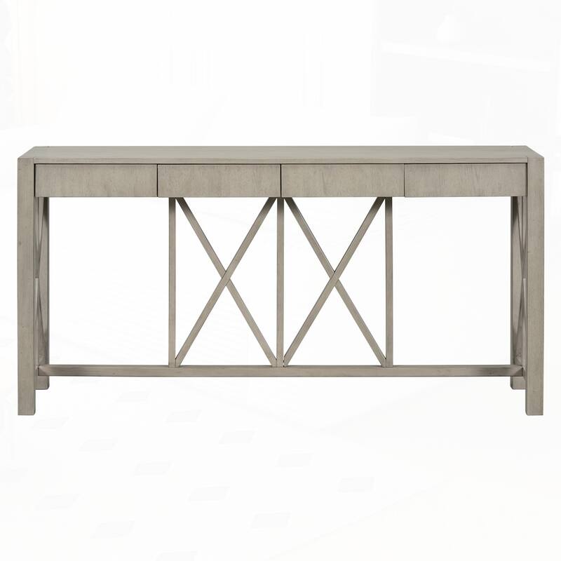 Crisscross Design Entryway Table with Open Bottom Storage