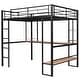 preview thumbnail 11 of 9, Full Size Loft Bed with Desk and Shelves, Sturdy Metal & MDF Frame, Black