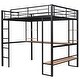 preview thumbnail 14 of 12, Full Size Loft Metal & MDF Bed with Long Desk and Shelves, Black