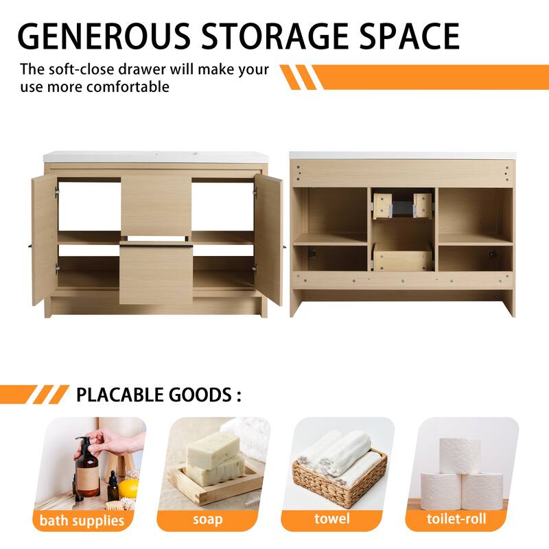 Bathroom Vanity With Sink In 24/30/36/48 Inch, Freestanding Bathroom Vanity With Soft Close Door and Drawer