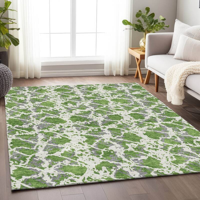 Premium Washable Super Soft Abstract Fusion Mayfield Rug - Green - 5' x 7'6"