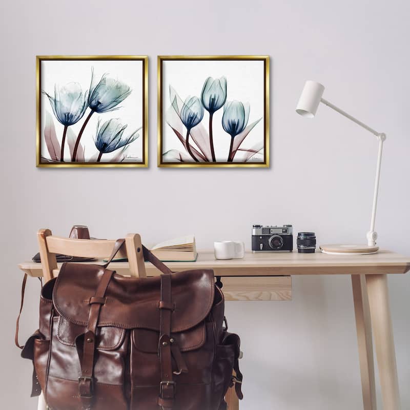 Stupell Vibrant Blue Tulips Framed Floater Canvas Wall Art Design By Albert Koetsier (Set of 2)