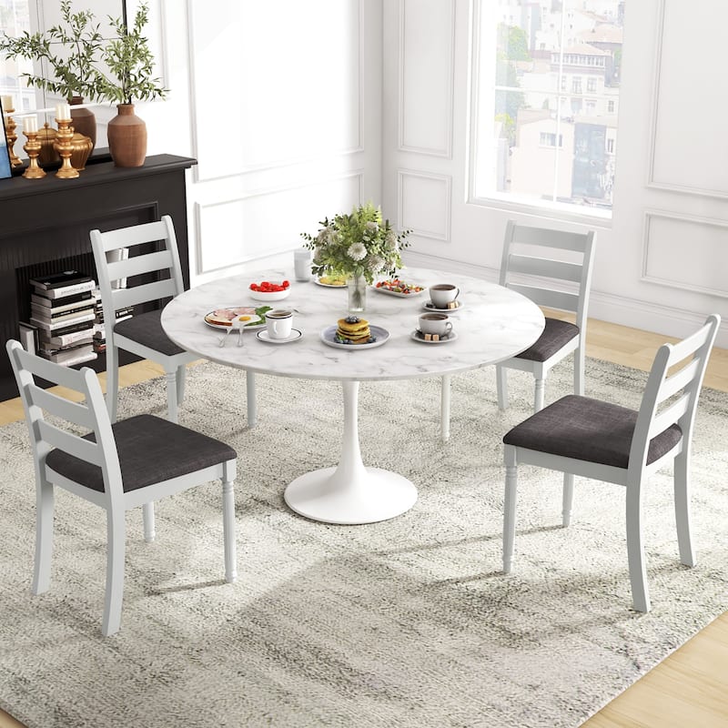 Gymax Wooden Dining Chair Set of 2 w/ Acacia Wood Legs Padded Cushion