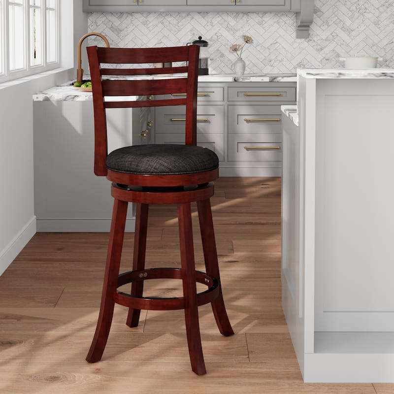 30" Bar Height Slat Back Swivel Stool