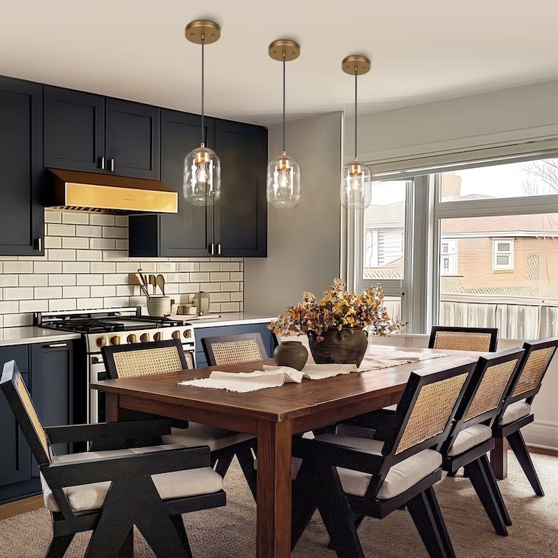 Modern Chic 1-light Pendant Light Water Ripple Glasses Kitchen Island Light for Dining Room - 5.3 " D × 8.9 " H