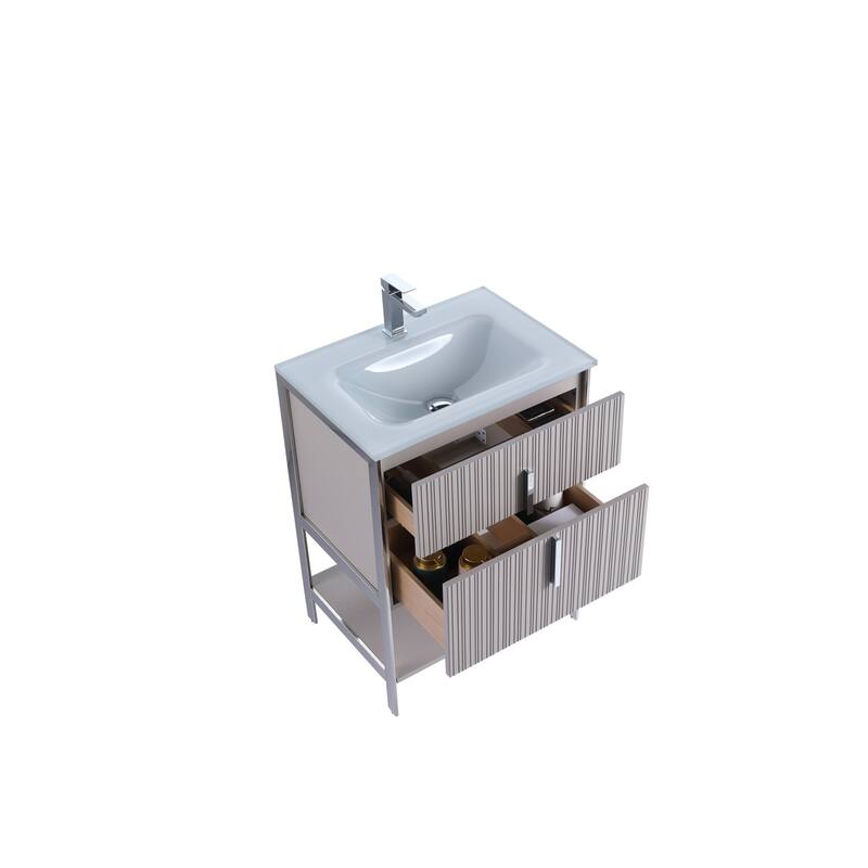 Fine Fixtures Serenity Modern Bathroom Vanity with White Glass Top