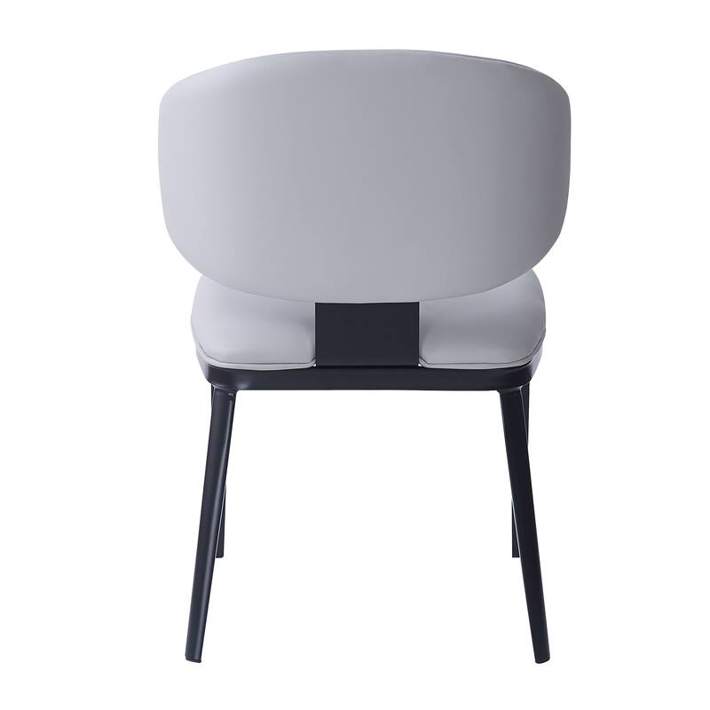 Roomfitters Modern PU Leather Dining Chairs with Metal Legs, Crescent Back Upholstered Side Chair, Gray Set of 2