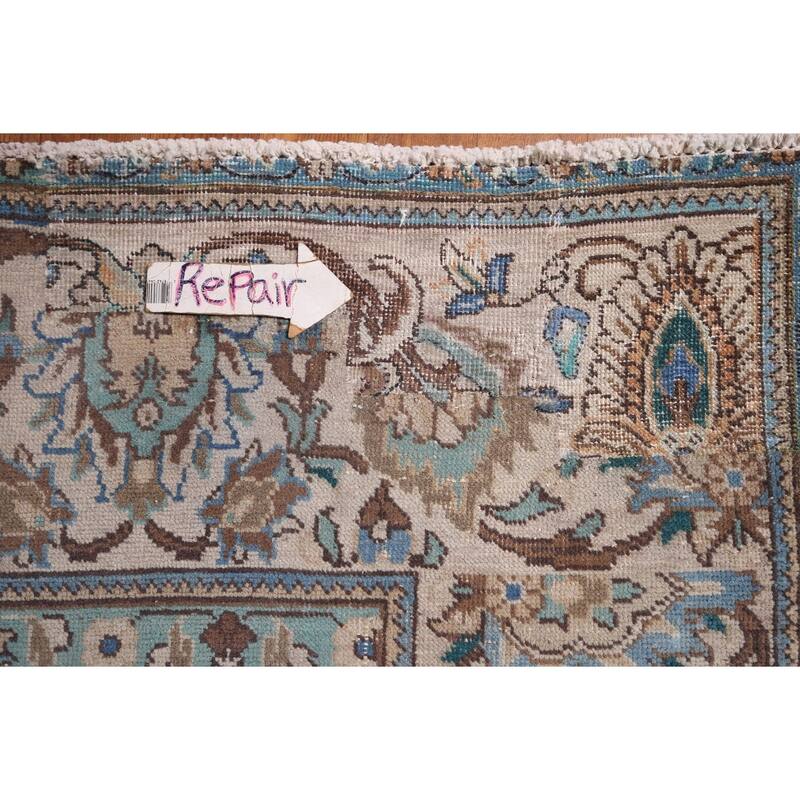 Distressed Tabriz Vintage Persian Rug Handmade Oriental Wool Carpet - 9'6" x 12'7"