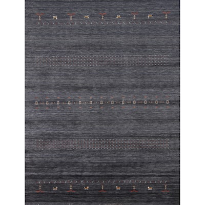 Striped Gabbeh Oriental Area Rug Handmade Wool Carpet - 8'0" x 9'9"