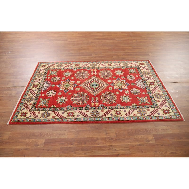 Kazak Accent Rug Hand-Knotted Wool Carpet - 3'10" x 5'11"