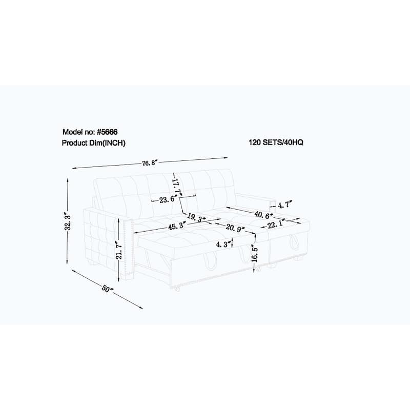 Classic and Cozy L-shape Pull-out Sleeper Sectional Sofa