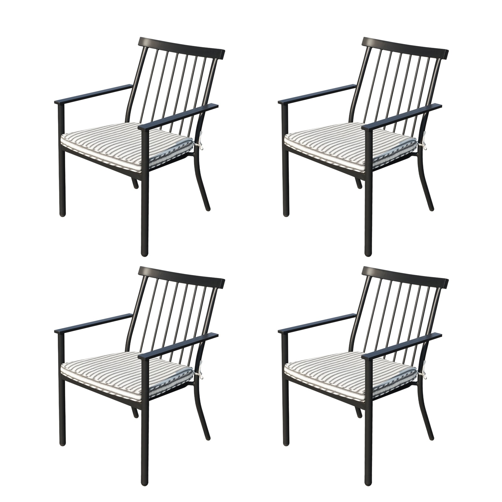 Outdoor Patio Chairs Set of 4 , Integrated Stackable Wrought Iron Furniture Dining Chairs with Arms