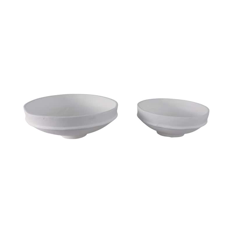Pottery Ecomix Traditional Pedestal Bowls (Set of 2) - 6", 5" White - 16" x 16" x 6"