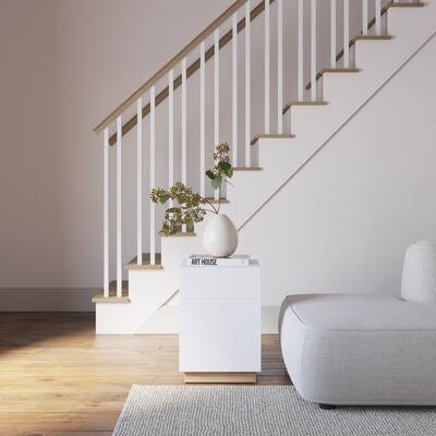 Nexera Nauraa White End Table with Drawer and Cabinet