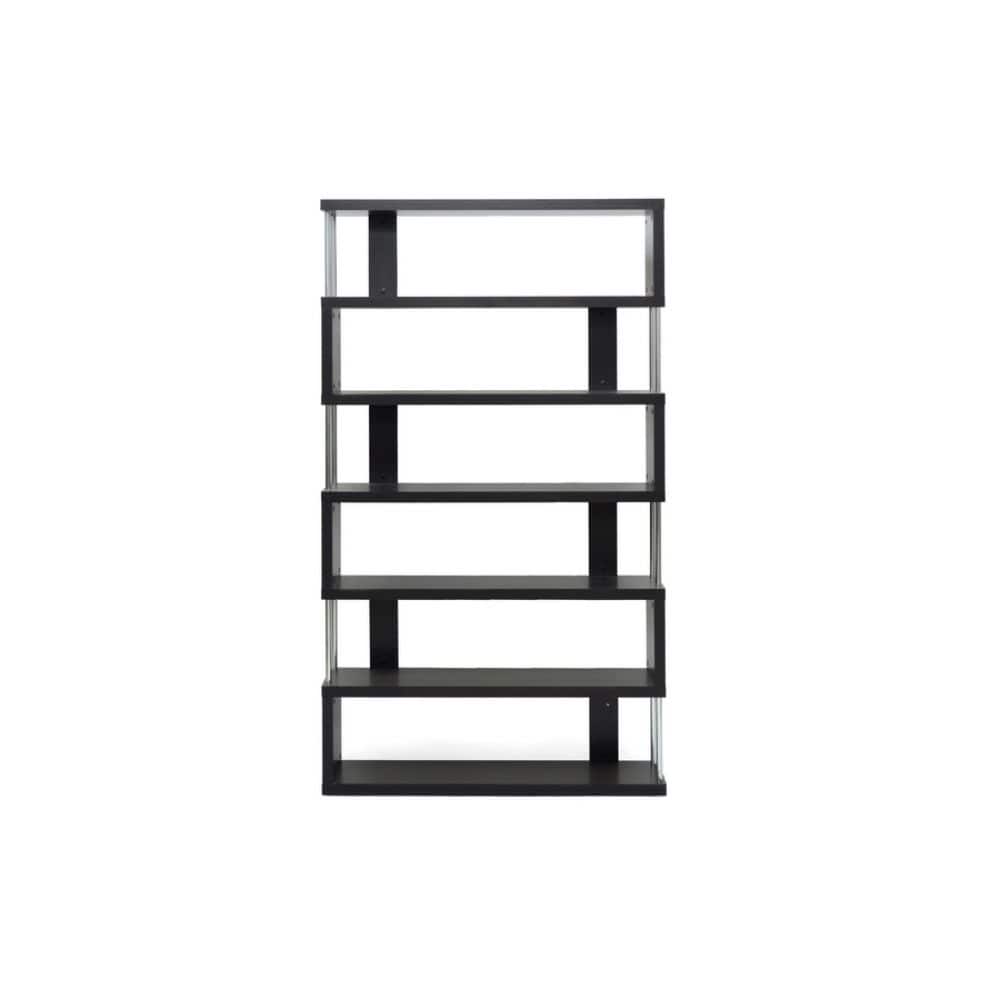 Barnes Dark Brown Six-Shelf Modern Bookcase - Dark Brown - 75.2" H x 43.3" W x 11.4" D