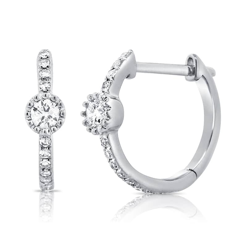 Joelle Collection Diamond Huggie Earrings 14K White Gold 1/5ct TDW