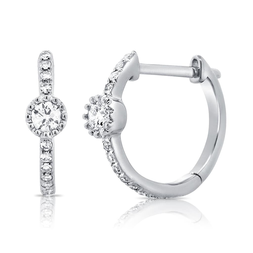 Joelle Collection Diamond Huggie Earrings 14K White Gold 1/5ct TDW