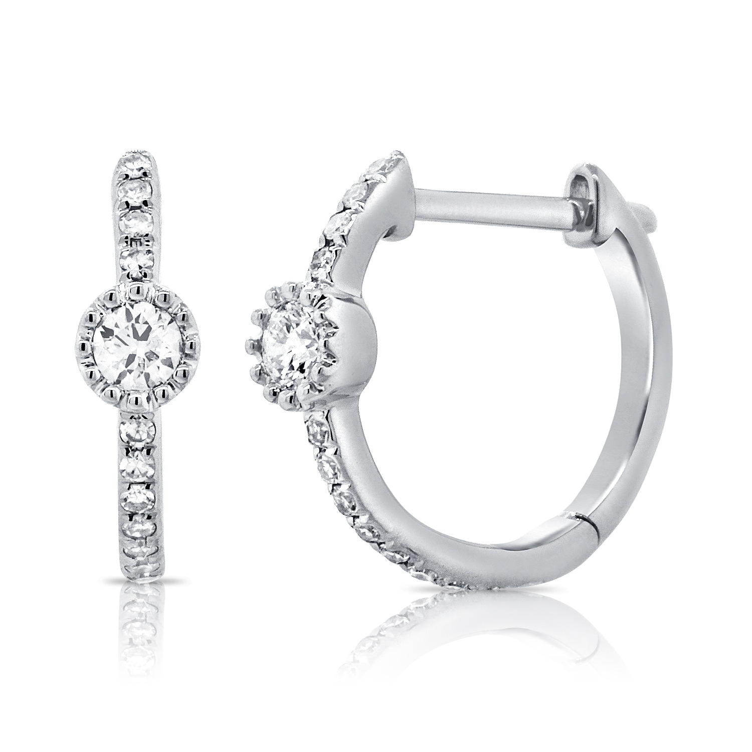 Joelle Collection Diamond Huggie Earrings 14K White Gold 1/5ct TDW
