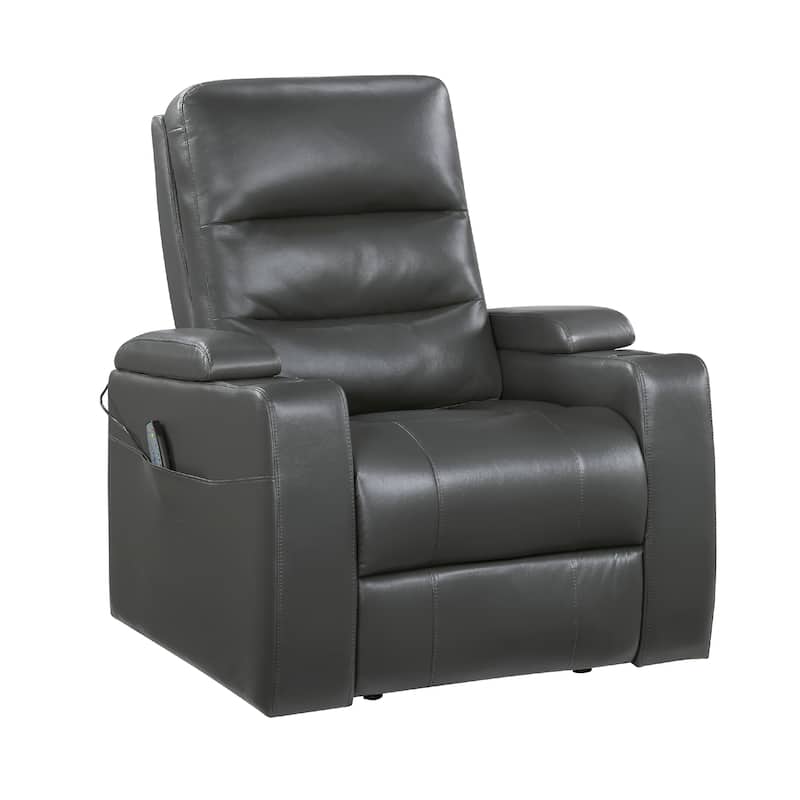 Power Recliner Chair with Heat and Massage, Dark Gray Faux Leather
