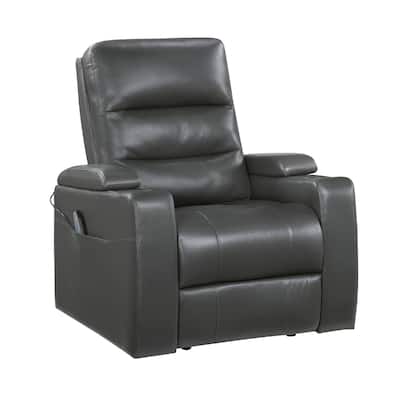 Power Recliner Chair with Heat and Massage, Dark Gray Faux Leather