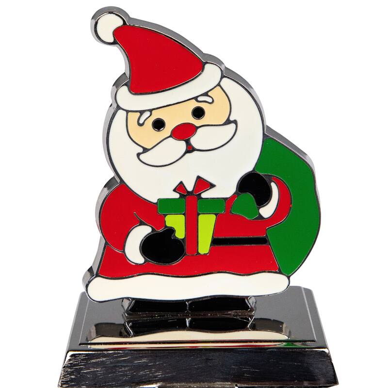 Set of 4 Christmas Figures Stocking Holders with Silver Base