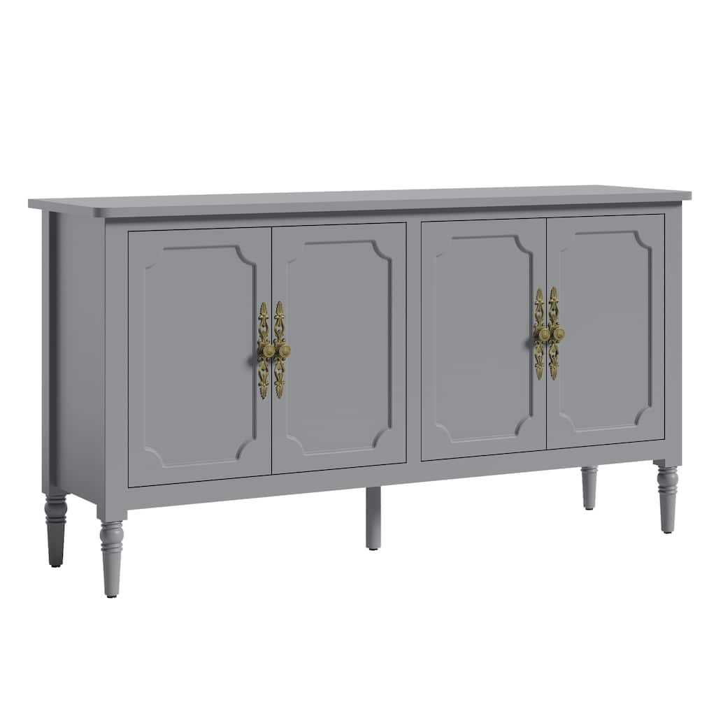 58" W Sideboard Cabinet with Adjustable Shelves and 4 Doors - N/A