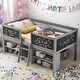 preview thumbnail 2 of 24, Twin Size Low Loft Bed with Movable Shelves and Ladder,Guardrail Chalkboard,Space Saving,4 Chalkboards Set On 3 Sides,Gray