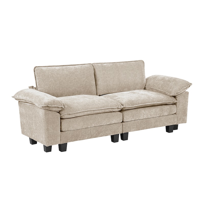 Terra 87" Chenille 2-Seater Loveseat - Adjustable Arm Pillows - Taupe