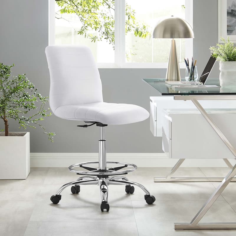 Ripple Armless Vegan Leather Drafting Chair