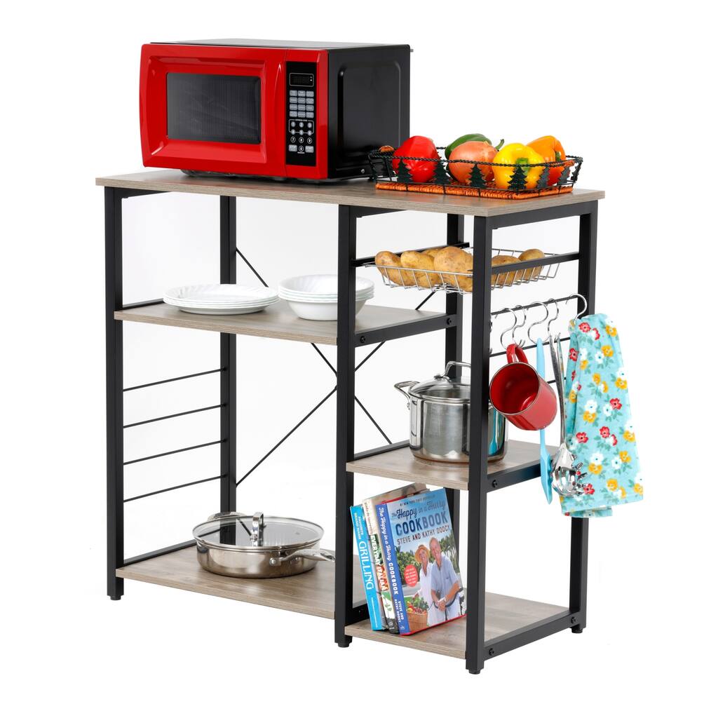 Kitchen Island Cart with Storage - Rolling Kitchen Island with Vegetable Basket
