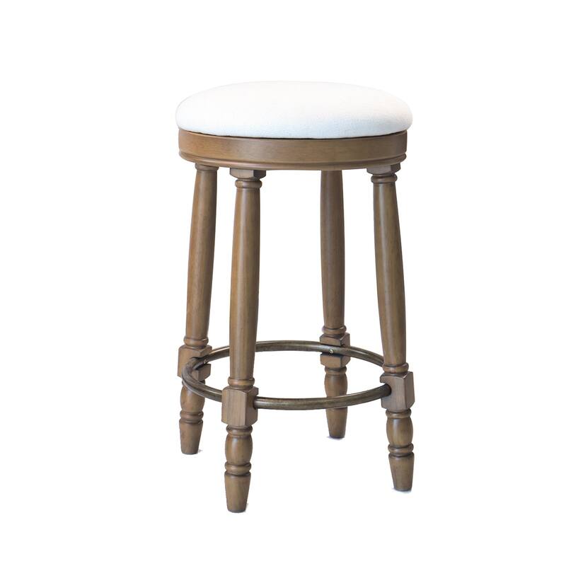 Bar Stools Set of 2, 26" Counter Height, 360° Swivel Wooden Barstool with Fabric Upholstered Seat