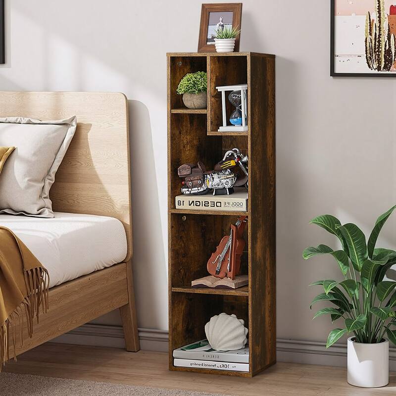 5 Tier Bookshelf, Set of 2 Tall Bookcase Shelf Storage Organizer, Modern Book Shelf for Bedroom, Living Room and Home Office
