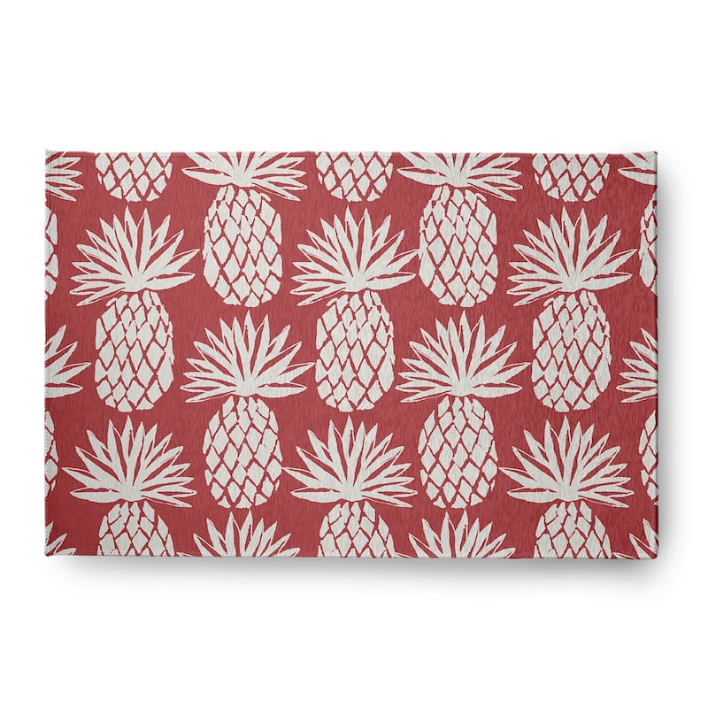 Pineapple Pattern Indoor/Outdoor Rug - Ligonberry Red - 4' x 6'