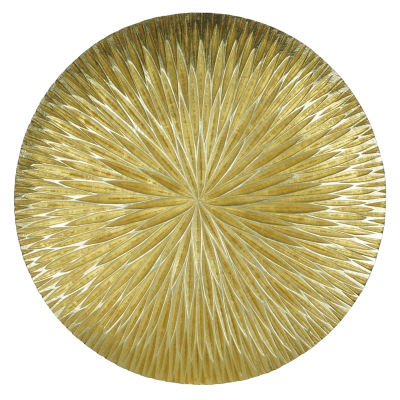 HUJI Golden Pine Wood Carving Plate Wall Decor