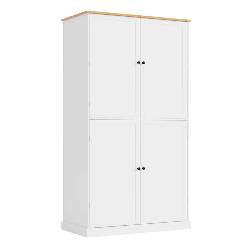 High Freestanding Kitchen Pantry Large Cupboard Storage Cabinet - White