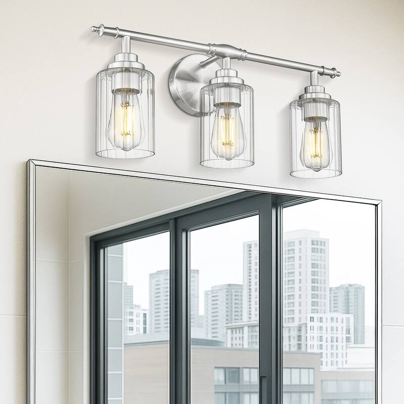 3-Light Brushed Nickel Bathroom Vanity Light