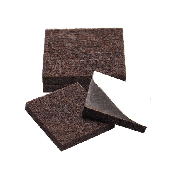 4pcs Furniture Pads Square 1 5/8" Self-stick Anti-scratch Felt Pads Reduce Noise for Chair Feet Floor Protector Brown