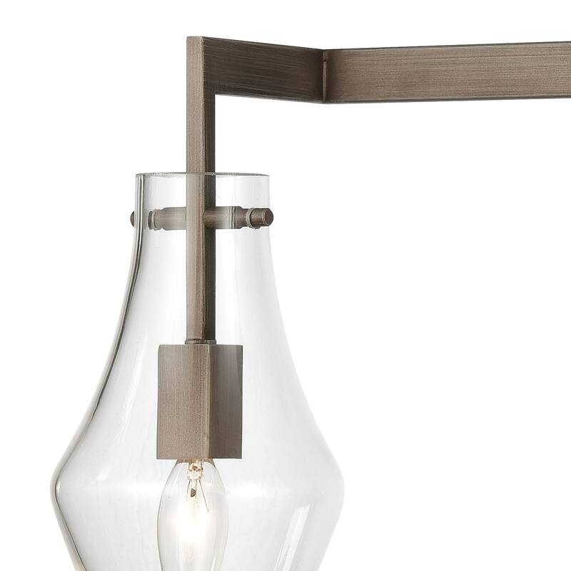 3-Light Vanity Light with Clear Teardrop Glass Shades - 26" - Weathered Zinc