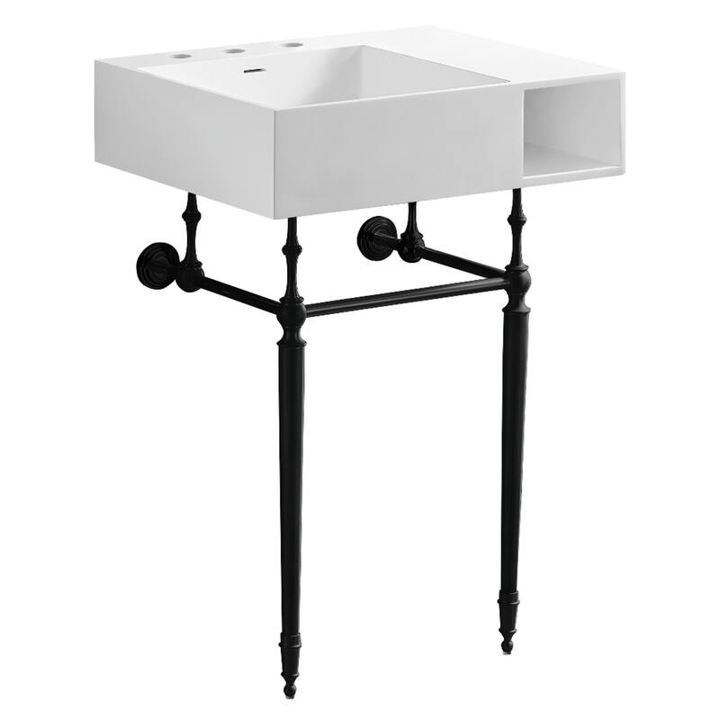 Kingston Brass Aurelius 24" Solid Surface Console Sink with Brass Legs (8-Inch, 3-Hole)