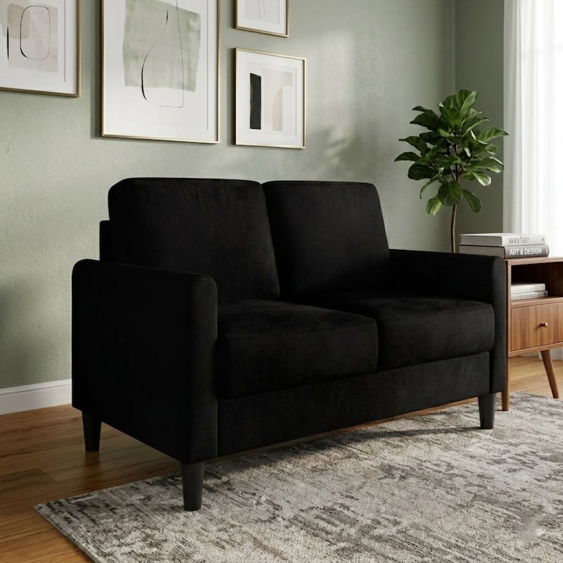 Clayfell Goliad Velvet Arm Loveseat with Pocket Spring, Soft Cushions, Clean Lines Design