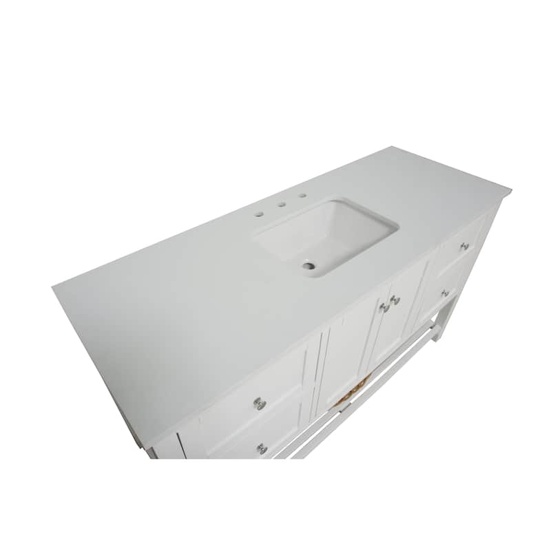 KitchenBathCollection Lakeshore 60" Single Bathroom Vanity with Engineered White Top